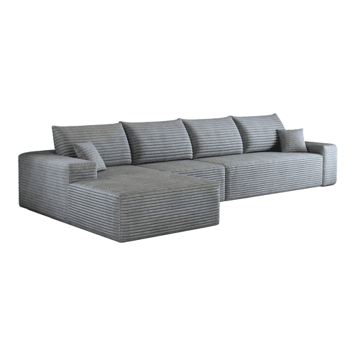 Sofá modular de canto de 340 cm - 4 lugares com chaise longue em L, assento profundo, sem montagem, sofá compacto moderno - Cinzento Sofá modular de canto de 340 cm - 4 lugares com chaise longue em L, assento profundo, sem montagem, sofá compacto moderno - Cinzento
