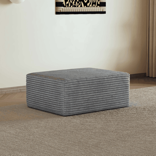 Puf decorativo 70 x 95 x 40 cm - estofado em veludo suave e confortável - cinzento