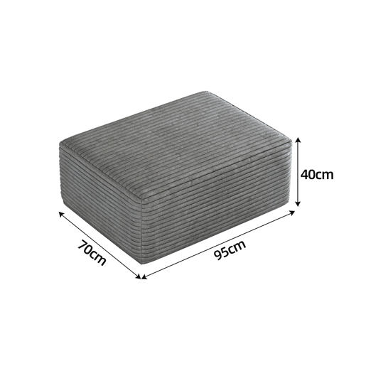 Puf decorativo 70 x 95 x 40 cm - estofado em veludo suave e confortável - cinzento