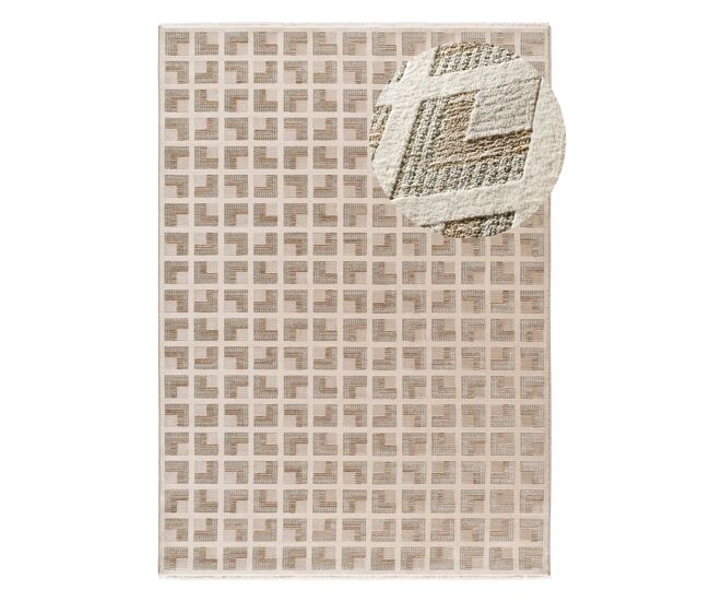 Alfombra geométrica con flecos beige ona, 200x290 cm - atticgo