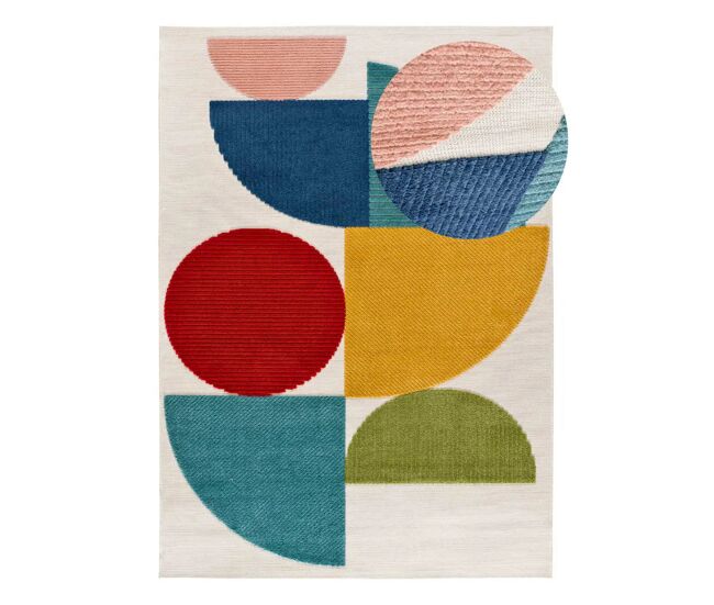 Alfombra exterior geométrica con relieve multicolor mila, 80x150 cm - atticgo