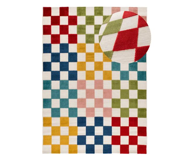 Alfombra exterior geométrica con relieve multicolor mila, 160x230 cm - atticgo