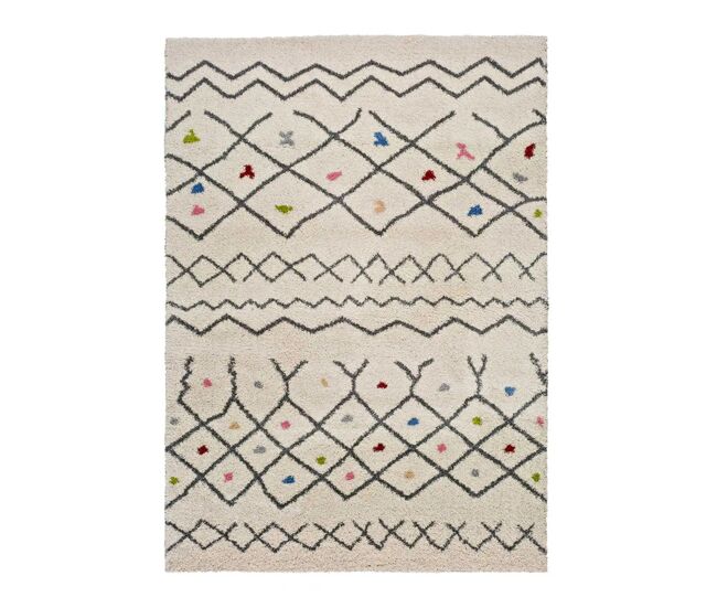 Alfombra shaggy étnica blanco kasbah, 133x190 cm - atticgo