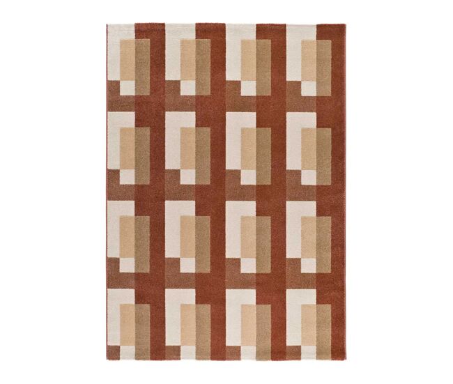 Alfombra geométrica caldera / beige ASTRA, 80x150 cm - ATTICGO