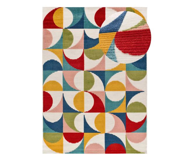Alfombra exterior geométrica con relieve multicolor mila, 120x170 cm - atticgo