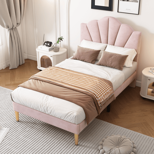 Cama de solteiro de veludo 90x200 cm,rosa Cama de solteiro de veludo 90x200 cm,rosa