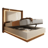 Cama de solteiro de linho 90x200 cm com armazenamento e luz led,bege