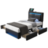 Cama de solteiro de pu 90x190 cm com luz led,preto