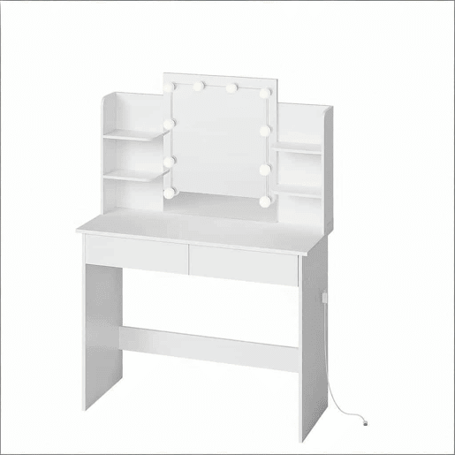 Penteadeira 90 x 40 cm - com espelho LED, design resistente - Branco Penteadeira 90 x 40 cm - com espelho LED, design resistente - Branco