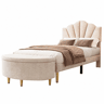 Cama de solteiro de veludo 90x200 cm,bege