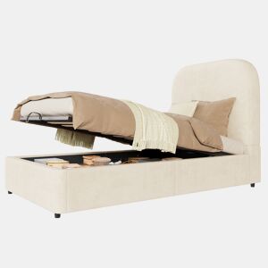 Cama de solteiro de veludo 90x190 cm com armazenamento,bege