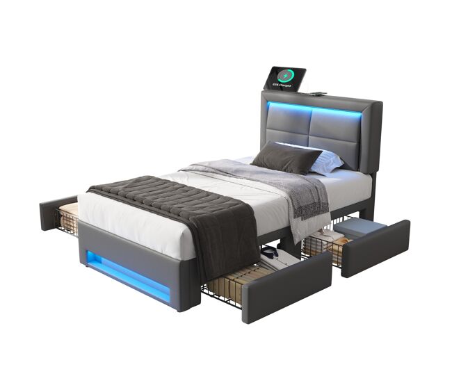Cama individual de pu 95x207