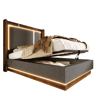Cama de solteiro de linho 90x200 cm com armazenamento e luz led,cinza