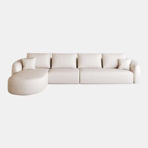 Sofá de canto modular em L, 336 cm - 4 lugares, sem montagem, espuma de alta densidade, assento profundo - Branco