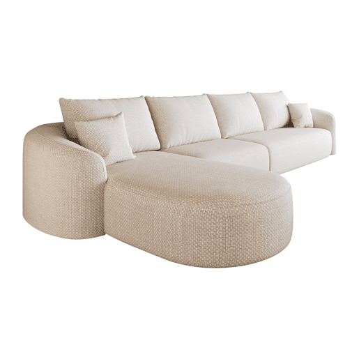 Sofá de canto modular em L, 336 cm - 4 lugares, sem montagem, espuma de alta densidade, assento profundo - Branco