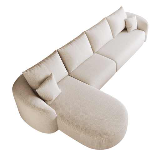 Sofá de canto modular em L, 336 cm - 4 lugares, sem montagem, espuma de alta densidade, assento profundo - Branco