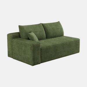 Sofá modular de 151 cm - 2 lugares, estofado em veludo cotelê, design moderno, módulo esquerdo - Verde