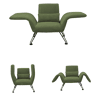 Poltrona moderna para sala de estar, cinza, tecido às riscas, pés em metal, poltrona de descanso confortável com almofada, adequada para sala de estar, quarto e varanda, verde.