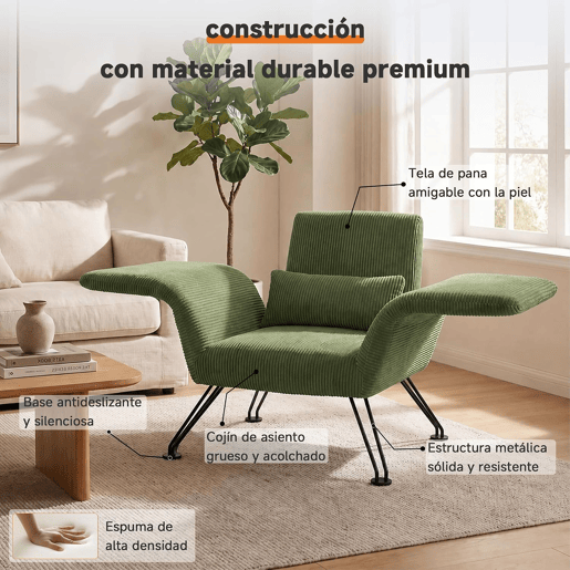 Poltrona moderna para sala de estar, cinza, tecido às riscas, pés em metal, poltrona de descanso confortável com almofada, adequada para sala de estar, quarto e varanda, verde. Poltrona moderna para sala de estar, cinza, tecido às riscas, pés em metal, poltrona de descanso confortável com almofada, adequada para sala de estar, quarto e varanda, verde.
