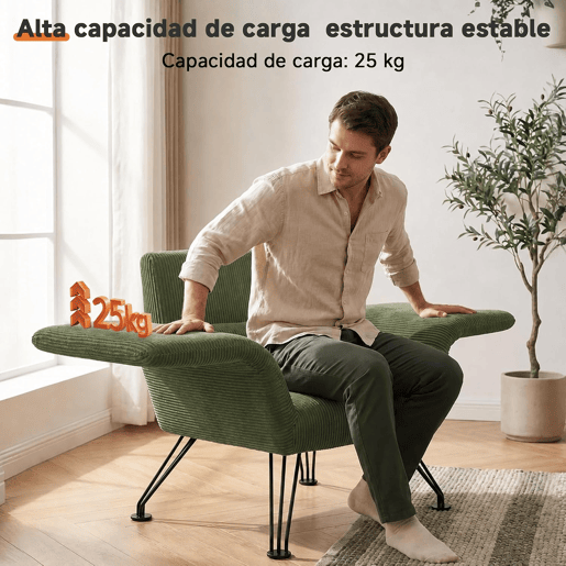 Poltrona moderna para sala de estar, cinza, tecido às riscas, pés em metal, poltrona de descanso confortável com almofada, adequada para sala de estar, quarto e varanda, verde. Poltrona moderna para sala de estar, cinza, tecido às riscas, pés em metal, poltrona de descanso confortável com almofada, adequada para sala de estar, quarto e varanda, verde.