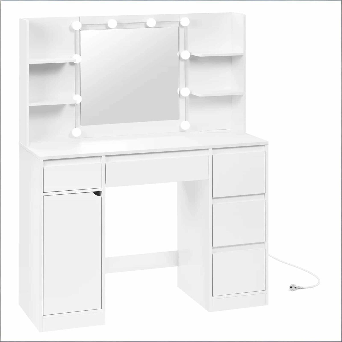 Tocador 110x40cm - escritorio de maquillaje moderno con amplio espacio de almacenamiento - blanco