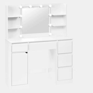 Penteadeira 110 x 40 cm - Secretária de maquilhagem moderna com amplo espaço de arrumação - Branco