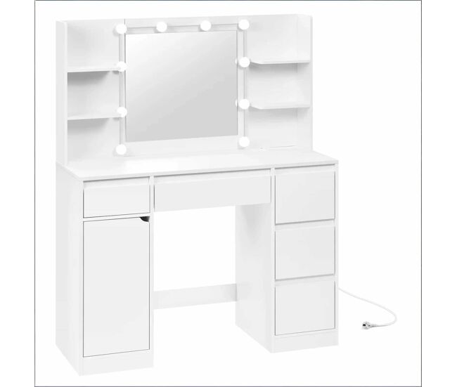 Tocador 110x40cm - escritorio de maquillaje moderno con amplio espacio de almacenamiento - blanco