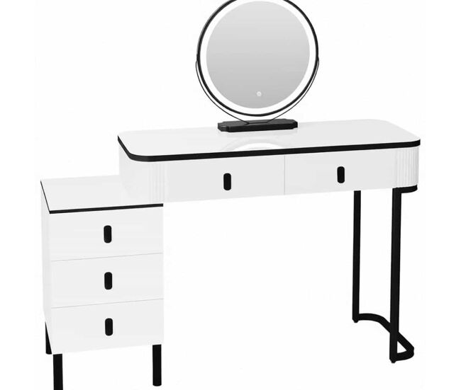 Tocador 40x100x125 cm - elegante con cajón, diseño moderno multifuncional - negro y blanco