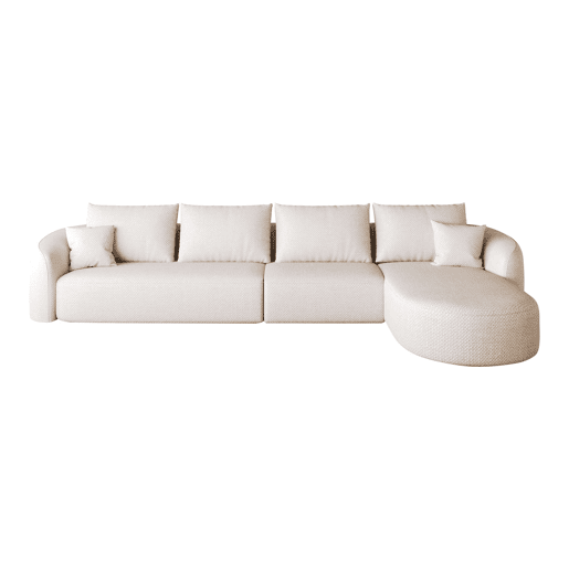 Sofá modular de canto em L, 336 cm - 4 lugares, sem montagem, embalado compactamente, estofado em tecido - Branco Sofá modular de canto em L, 336 cm - 4 lugares, sem montagem, embalado compactamente, estofado em tecido - Branco