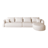 Sofá modular de canto em L, 336 cm - 4 lugares, sem montagem, embalado compactamente, estofado em tecido - Branco