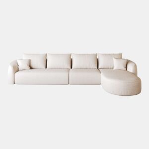 Sofá modular de canto em L, 336 cm - 4 lugares, sem montagem, embalado compactamente, estofado em tecido - Branco