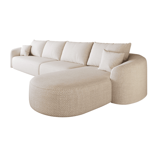 Sofá modular de canto em L, 336 cm - 4 lugares, sem montagem, embalado compactamente, estofado em tecido - Branco Sofá modular de canto em L, 336 cm - 4 lugares, sem montagem, embalado compactamente, estofado em tecido - Branco