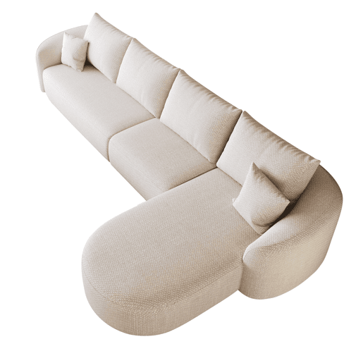Sofá modular de canto em L, 336 cm - 4 lugares, sem montagem, embalado compactamente, estofado em tecido - Branco Sofá modular de canto em L, 336 cm - 4 lugares, sem montagem, embalado compactamente, estofado em tecido - Branco