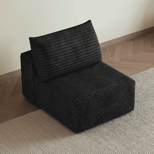 Sofá relax 70 x 95 cm - 1 lugar modular em veludo macio - Preto