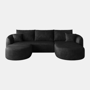 Sofá de canto modular em U, 266 cm - 3 lugares, espuma de compressão, sem montagem - Preto