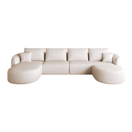 Sofá modular de canto em U, 336 cm - 4 lugares, espuma de alta densidade, sem montagem, design modular - Branco