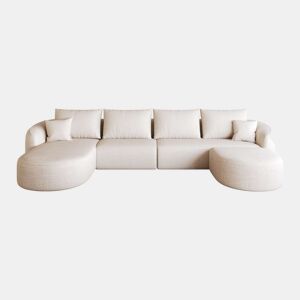 Sofá modular de canto em U, 336 cm - 4 lugares, espuma de alta densidade, sem montagem, design modular - Branco