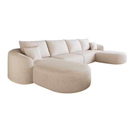 Sofá modular de canto em U, 336 cm - 4 lugares, espuma de alta densidade, sem montagem, design modular - Branco