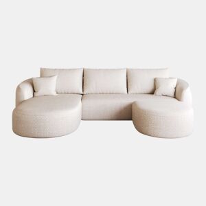 Sofá modular em U de 266 cm - sem montagem, assento profundo, espuma de alta densidade, moderno - Branco