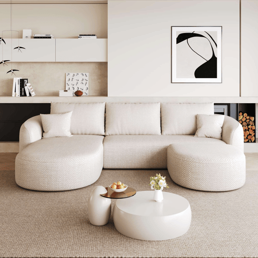 Sofá modular em U de 266 cm - sem montagem, assento profundo, espuma de alta densidade, moderno - Branco Sofá modular em U de 266 cm - sem montagem, assento profundo, espuma de alta densidade, moderno - Branco