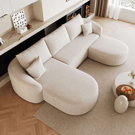 Sofá modular em U de 266 cm - sem montagem, assento profundo, espuma de alta densidade, moderno - Branco Sofá modular em U de 266 cm - sem montagem, assento profundo, espuma de alta densidade, moderno - Branco