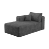 Sofá modular com cama de 151 x 90 cm - 1 lugar com chaise longue e estofo em veludo cotelê - cinzento escuro