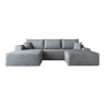 Sofá modular de canto de 270 cm - chaise longue em L, assento profundo, sem montagem, sofá compactado - Cinzento