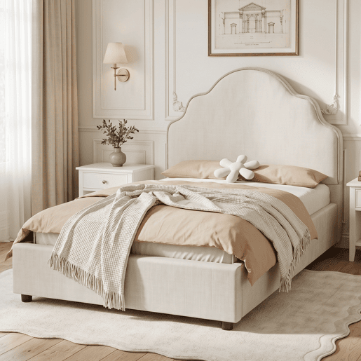 Cama de solteiro de linho 90x200 cm,bege