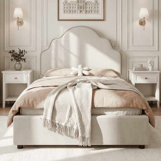 Cama de solteiro de linho 90x200 cm,bege