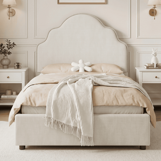Cama de solteiro de linho 90x200 cm,bege