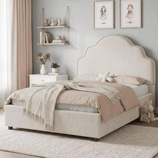 Cama de solteiro de linho 90x200 cm,bege