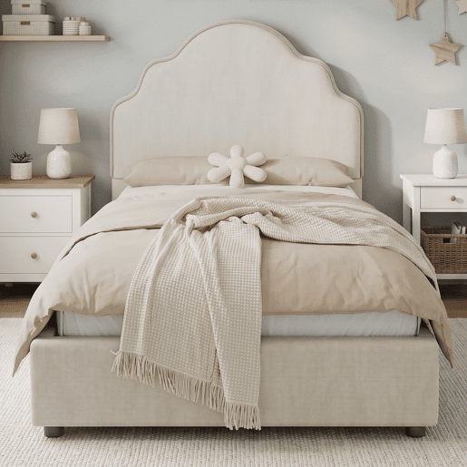 Cama de solteiro de linho 90x200 cm,bege