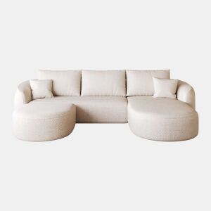 Sofá modular de canto em U, 266 cm - espuma comprimida, sem montagem, sofá sem estrutura - Branco