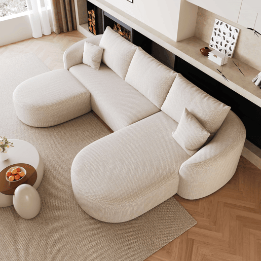 Sofá modular de canto em U, 266 cm - espuma comprimida, sem montagem, sofá sem estrutura - Branco